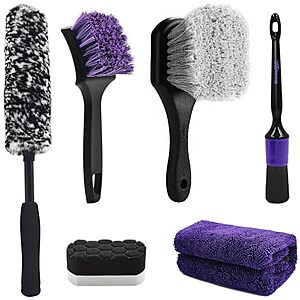YeewayVeh Brush Kit Deal 6-Piece YeewayVeh Car Wheel & Tire Detailing Brush Kit in purple