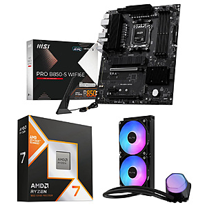 AMD Ryzen 7 9800X3D CPU + MSI PRO B850-S WIFI6E MB + Cooler Master AIO Bundle on Newegg Bundle of AMD Ryzen 7 9800X3D CPU, MSI PRO B850-S WIFI6E Motherboard, and Cooler Master Elite Liquid 240 CPU AIO Cooler