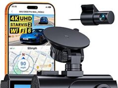 $72.49 – GKU D600 Pro Max 4K+1080P Dual Dash Cam w/ STARVIS 2, 5.8GHz WiFi 6 & GPS + Free Shipping GKU D600 Pro Max dual dash cam in vehicle