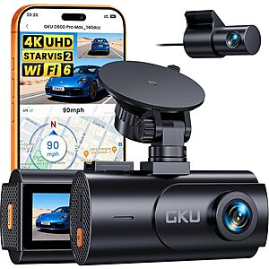 Discounted GKU D600 Pro Max dash cam GKU D600 Pro Max dual dash cam in vehicle