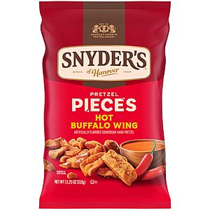 Snyder's of Hanover Hot Buffalo Wing Pretzel Pieces on sale at Amazon Snyder's of Hanover Hot Buffalo Wing Flavored Pretzel Pieces in a bag