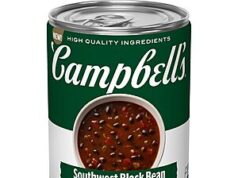 $2.08 – Campbell’s Protein Southwest Black Bean Soup, 16.3 Oz Can – After Coupon & S&S at Amazon Campbell's Protein Southwest Black Bean Soup in a can