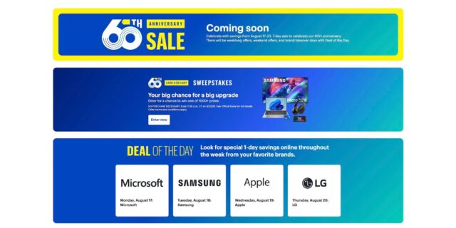 Best Buy 60th Anniversary Sale Best Buy logo with announcement of 60th anniversary sale