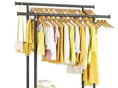 $22.20 – HYSEYY Double Rod Clothes Rack on Wheels + Free S/H HYSEYY Double Rod Clothes Rack on Wheels