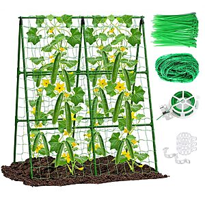Eunice Trellis with Net Amazon Deal Eunice A-Frame Metal Plant Support Trellis with Net