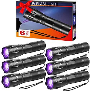 $13.49 – 6-Pack Staaricc 395nm UV Black Light Flashlight on Sale at $2.25 Each with Free Shipping