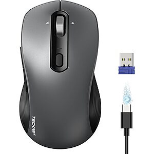 Tecknet 4800 DPI Rechargeable Wireless Mouse in grey