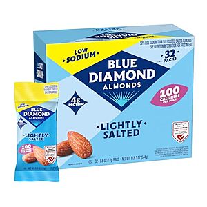 $12.15 – SnS  | 32-Pack 0.6-Oz Blue Diamond Almonds (Lightly Salted) at Amazon