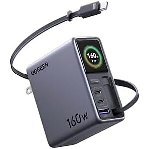 * | UGREEN Nexode Pro 160W Charger w/ Retractable Cable at Amazon