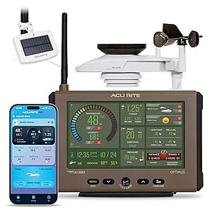 $179.99 – | AcuRite Optimus (01218M) Weather Station with HD Display, Solar Power Pack at Amazon