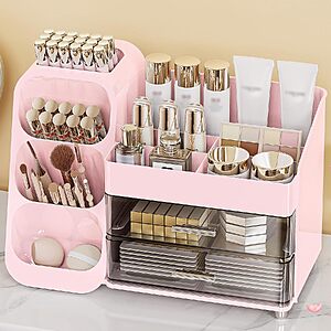 $16.99 – Anylady Large Acrylic Makeup Organizer w/ Brush Holder & Drawers (Pink) —  + Free Shipping with Promo Code