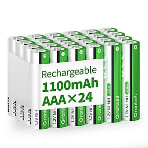 $12.49 – (24-Pack) Granicell NiMH Rechargeable AAA Batteries 1.2V