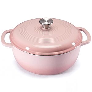 $29.68 – 6-Quart DUMOS Enameled Cast Iron Dutch Oven Pot w/ Lid (Gradient Pink) – Lowest Price Ever at Amazon