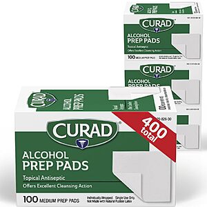 $4.49 – 400-Count CURAD Medium Alcohol Prep Pads (70% Isopropyl) – Lowest Price Ever at Amazon