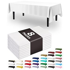 $3.59 – Deal on 8-Count Pureegg 54″ x 108″ Plastic Disposable Table Cloths (White) – Only + Free Shipping with Prime or on $35+