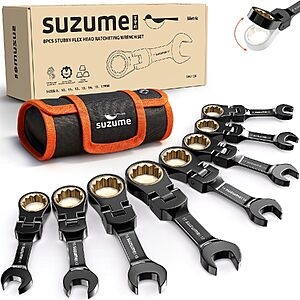 $25.34 – 8-Piece SUZUME Stubby Flex Head Ratcheting Wrench Set (8-17mm Metric) –  + Free Shipping w/ Prime or on $35+