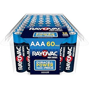 $8.78 – SnS, AC * | 60-Count Rayovac AAA Batteries at Amazon (14.6¢ each)