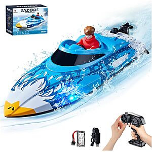 $16.99 – 12″ SRGBND RC Remote Control Boat w/ 2.4GHz, LED Lights & 3-Speed Modes (Blue) –  + Free Shipping w/ Prime or on $35+