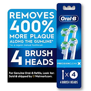 $18.58 – Oral-B Precision Clean Electric Toothbrush Replacement Head, 4 Count – Lowest Price Ever at Walmart