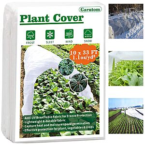 $13.99 – Garutom Freeze Protection Frost Cloth for Plant: 10’x 50′  and 10’x 33′ $10.47 + Free Shipping w/ Prime or on $35+