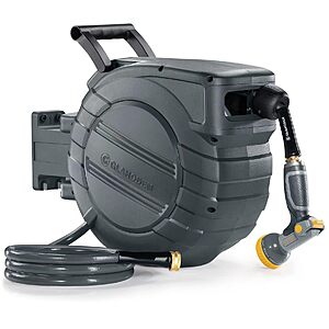$55.00 – 100ft GLAHODEN 1/2″ Retractable Garden Hose Reel with Automatic Rewind – Lowest Price Ever at Amazon with Coupon Code