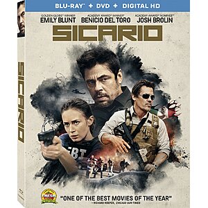 $5.00 – Sicario Blu-ray + DVD + Digital HD Now at Lowest Price Ever on Amazon