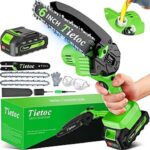 $15.99 – Tietoc 6″ 880W Cordless Mini Chainsaw w/ 2000mAh Battery, 2 Chains & Auto Oiler (Green) –  with Promo Code TIETOC06