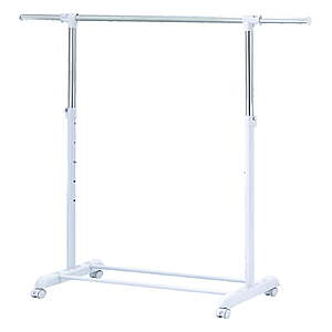 $10.47 – Mainstays Adjustable Rolling Garment Rack (Metal Chrome/White)  + Free S&H w/ Walmart+ or on $35+