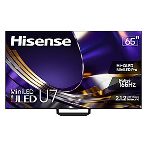 $847.99 – Amazon Hisense 65″ U7 Mini-LED ULED 4K UHD Best Premium Gaming HDR Smart Google TV (65U7SG, 2026 NEW) – Hi-QLED, Native 165Hz,