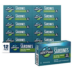 $25.99 – Wild Planet Wild Sardines in EVOO & Sea Salt, 12 Pack — Lowest Price Ever at Amazon