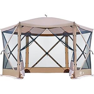 $149.99 – | EVER ADVANCED Pop Up Gazebo Screen House Tent for Camping 11.5 ft for 8-10 Person at Amazon