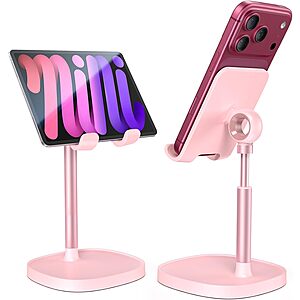 $6.99 – LISEN Adjustable Cell Phone Stand (Pink, for Phones & Tablets 4-10″)  + Free Shipping w/ Prime or on $35+