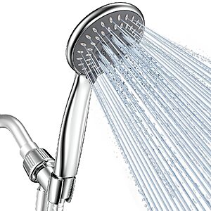 $15.99 – HOPOPRO 5-Setting High Pressure Handheld Shower Head w/ 59″ Stainless Steel Hose (Chrome) – Lowest Price Ever at Amazon with Free Shipping