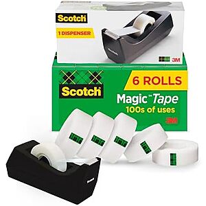 $10.43 – * | 6-Pk Scotch Magic Tape w/ Desktop Dispenser at Amazon