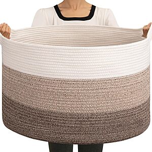 $14.99 – 90L Oiahomy Cotton Rope Blanket Storage Basket (Gradient Brown)  + Free Shipping w/ Prime or on $35+