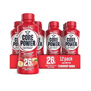 $30.74 – 12-Pack 14-Oz Core Power Fairlife 26g Protein Milk Shake (Strawberry Banana) – w/ S&S + Free Shipping w/ Prime or on $35+