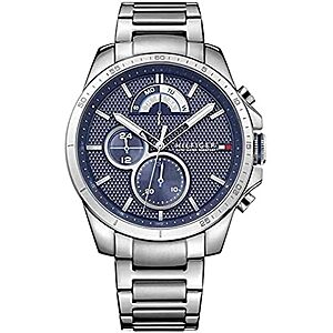 $75.00 – $75 | Tommy Hilfiger Men’s 1791348 Cool Sport Analog Display Quartz Silver Watch at Amazon