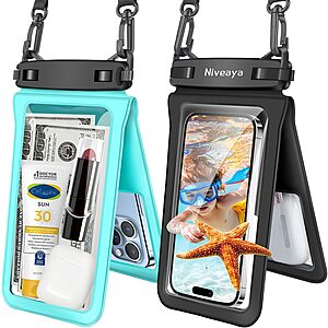 $6.99 – 2-Count Niveaya 8.3″ IPX8 Waterproof Phone Pouches w/ Adjustable Lanyards (Select Colors) ($3.50 each) + Free Shipping w/ Prime or on $35+