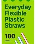 $1.37 – Prime: 100-Count Amazon Basics Disposable Striped Plastic Flex Straws (Assorted Colors)  w/ S&S + Free Shipping