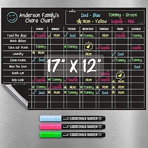 $3.99 – Cinch! 17″ x 12″ Magnetic Dry Erase Chore Chart w/ 3 Neon Liquid Chalk Markers (Black) – Lowest Price Ever on Amazon with Free Shipping