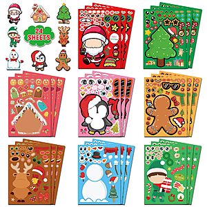 $3.59 – 24-Count HSHFAMIIY Kids’ DIY Christmas Make-a-Face Sticker Sheets Down to Lowest Price Ever at Amazon with Coupon