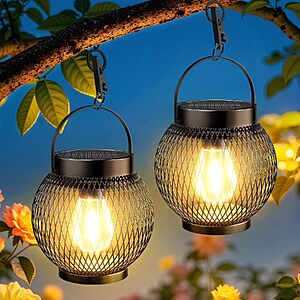 $13.99 – 2-Count TuyLuxe Waterproof Metal Hanging Outdoor Solar Lanterns w/ Dusk-to-Dawn Sensor  ($7 each) + Free Shipping w/ Prime or on $35+