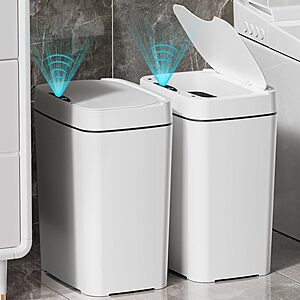 $24.99 – 2-Pack Vanpopubs 2.7-Gal Slim Touchless Motion Sensor Trash Can (Black or White) Now + Free Shipping w/ Prime or on $35+