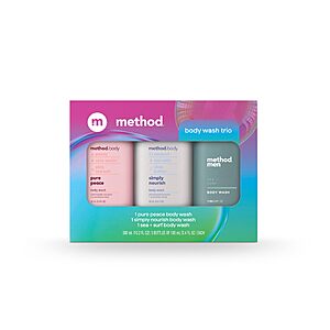 $7.47 – 3-Count 3.4-Oz Method Body Wash Gift Set (Pure Peace, Simply Nourish & Sea + Surf)  w/ S&S + Free Shipping w/ Prime or on orders over $35