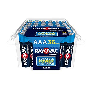 $5.18 – Select Accounts: 36-Pack Rayovac High Energy AAA Alkaline Batteries w/ S&S + Free Shipping w/ Prime or on $35+