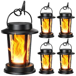 $20.99 – 4-Pack TuyLuxe Solar Flickering Flame Outdoor Hanging Lanterns  ($5.24 each) + Free Shipping w/ Prime or on $35+