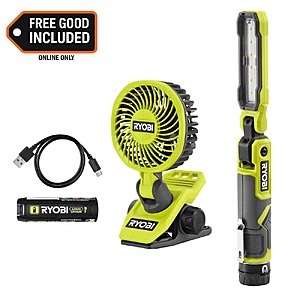 $39.97 – Ryobi USB Lithium Cordless 550 Lumens Rechargeable Inspection Flashlight Kit with USB Lithium Cordless Clamp Fan – Lowest Price Ever at Home Depot