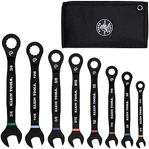 $44.98 – * | 8-Piece Klein Tools SAE Ratcheting Combination Wrench Set at Amazon