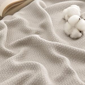 $16.49 – 90″ x 90″ Bedsure 100% Cotton Herringbone Weave Blanket (Queen, Linen Beige) + Free Shipping w/ Prime or on $35+
