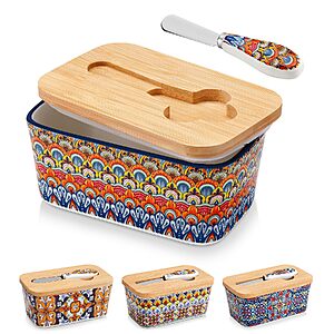 $13.49 – 6.5″ Vancasso Ceramic Butter Dish w/ Bamboo Lid & Butter Knife  + Free Shipping